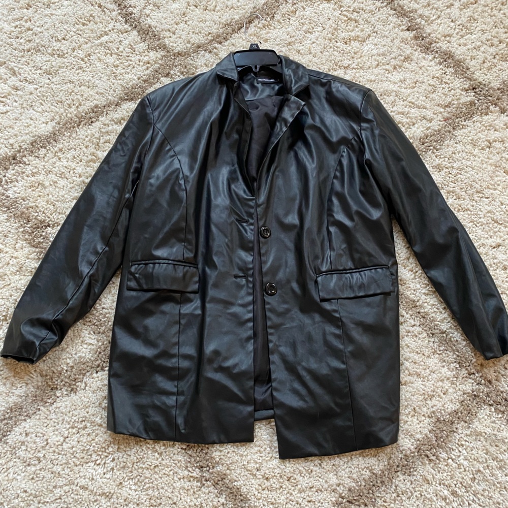 Faux Leather Blazer